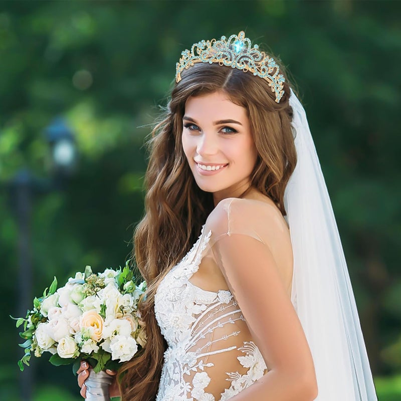 TAROSE Crowns for Women, Queen Crystal Gold Silver Tiaras with White Rhinestone and Combs, Goddess Crown for Wedding Bride Birthday Princess Bridal Shower Hair Accessories for Women - Image 5